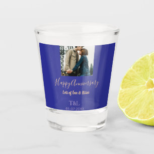 Verre A Shot Boho moderne heureux anniversaire ajouter nom bleu