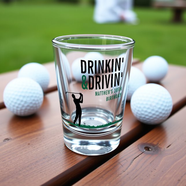 Verre A Shot Boire et conduire Fête d'anniversaire de golf adul (Drinkin' & Drivin' Adult Golf Birthday Party Shot Glass
)