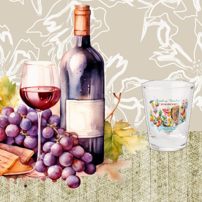 Verre A Shot Boire Sur Les Plages Cocktail Fruit Bachelorette P (Drink Up Beaches Cocktail Fruit Bachelorette Party Shot Glass)