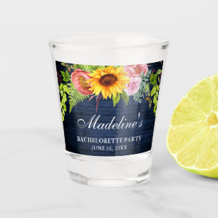 Verre A Shot Bois bleu floral de tournesol de partie de