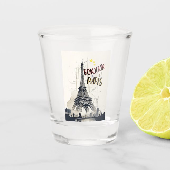 Verre A Shot Bonjour Skyline Marathon Paris (Devant)