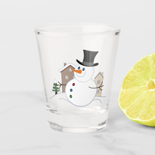 Verre A Shot Bonne illustration de Noël Snowman (Devant)