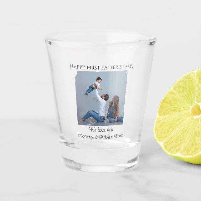 Verre A Shot Bonne première Fête des pères - de maman et bébé | (Devant)