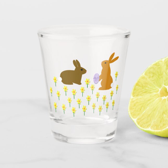 Verre A Shot Bonnets de Pâques et jonquilles (Devant)