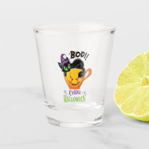 Verre A Shot Boo Black Cat, Scary Pumkin Coffee Halloween