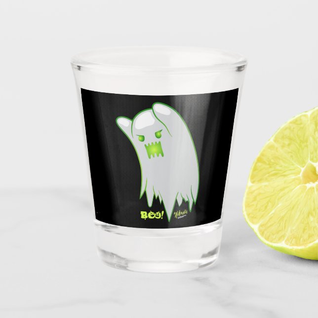 Verre A Shot Boo Ghost Bats Spider Halloween Déplaisant (Devant)
