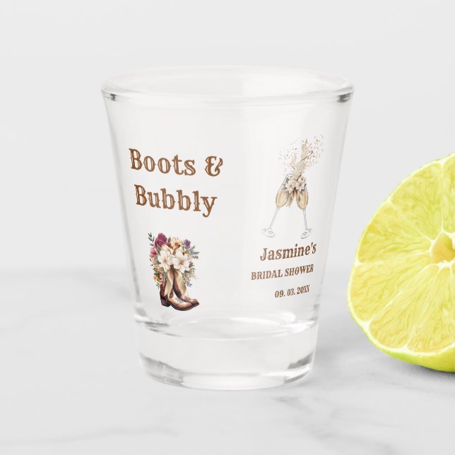Verre A Shot Boots & Bubbly Boho Western Fête de Mariage (Devant)
