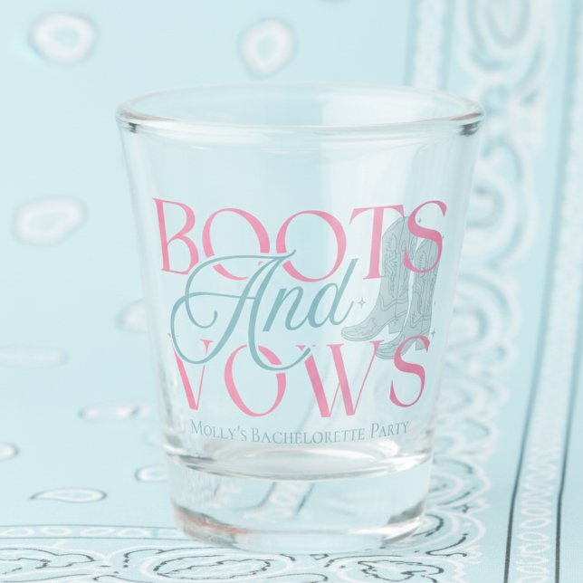 Verre A Shot Boots et Vows - Western Bachelorette (Say “I do” with a western twist in this charming “Boots and Vows” design!)