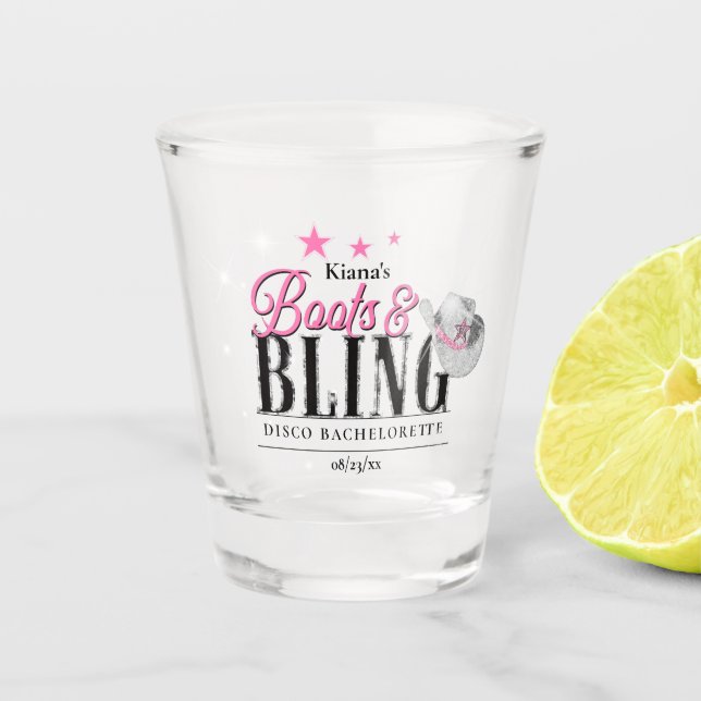 Verre A Shot Boots 'n Bling Disco Enterrement de Vie de Jeune F (Devant)