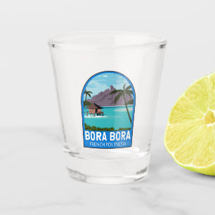 Verre A Shot Bora Bora Polynésie Française Voyage Art Vintage