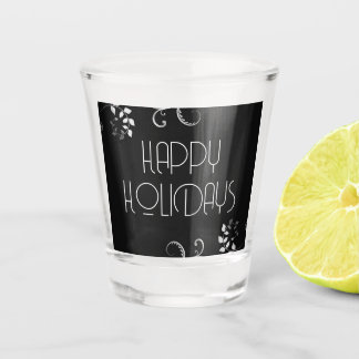 Verre A Shot Bordure Florale Métallique Joyeuses Fêtes