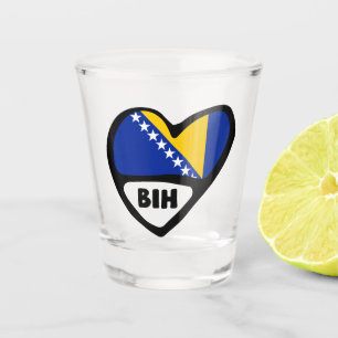 Verre A Shot Bosnie-Herzégovine Code du pays Coeur du drapeau B