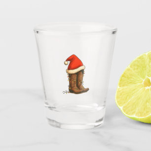 Verre A Shot Bottes de cow-boy Noël chapeau de Santa occidental