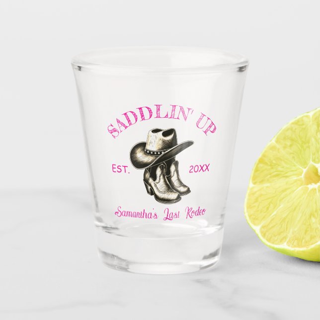 Verre A Shot Bottes de cowgirl de dernier rodéo Chapeau Enterre (Devant)