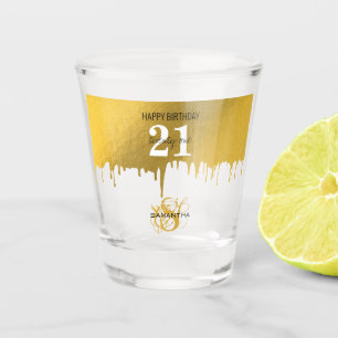 Verre A Shot Bouches métalliques Gold tendance 21e anniversaire