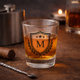 Verre A Shot Bouclier au monogramme de crête et motif de laurie