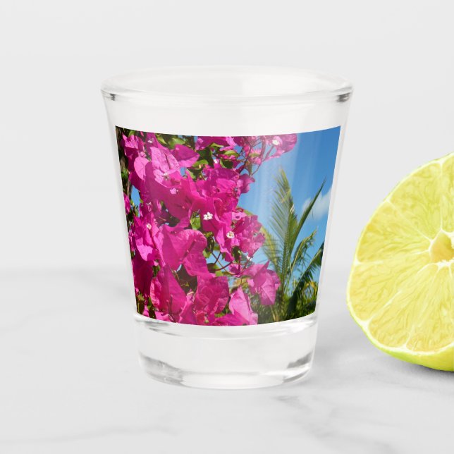 Verre A Shot Bougainvilliers et palmiers paysage tropical (Devant)