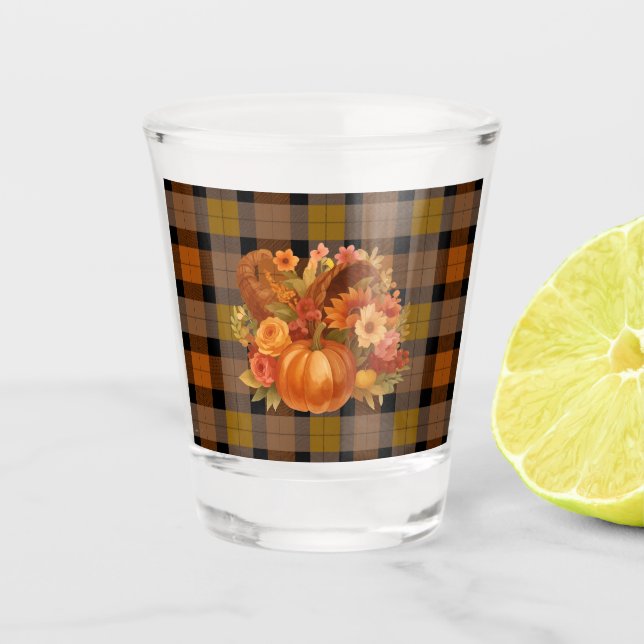 Verre A Shot Bouquet D'Automne Plaid Et Harvest (Devant)