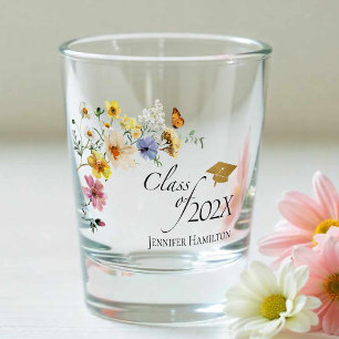 Verre A Shot Bouquet de Fleur sauvage doré Boho Classe de diplô
