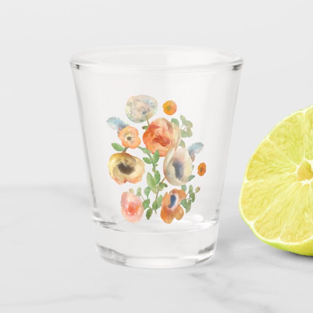Verre A Shot Bouquet de fleurs de printemps orange (Devant)