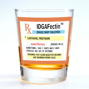 Verre A Shot Bouteille d'ordonnance Gag amusant cadeau