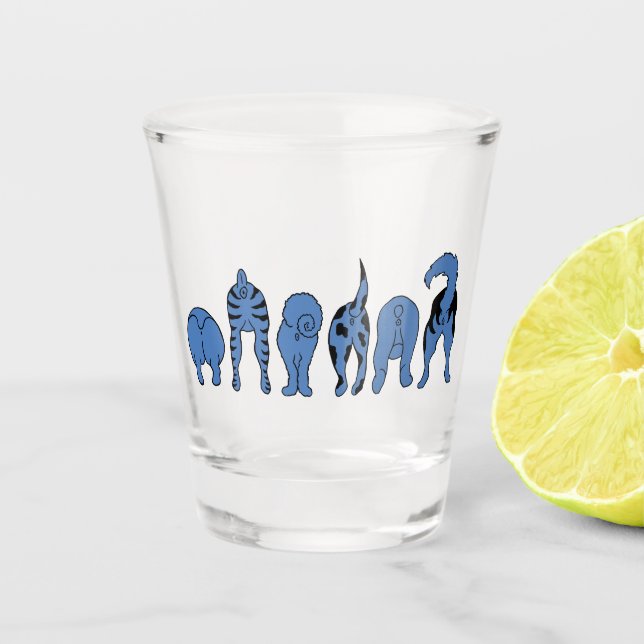 Verre A Shot Boutons de chien bleu (Devant)