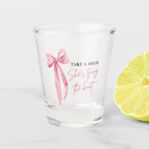Verre A Shot Bow rose vif Elle noue la Fête des mariées de noeu