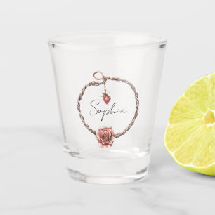 Verre A Shot Bracelet charme rose rouge