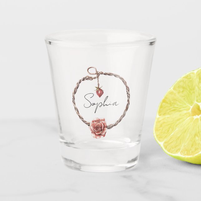 Verre A Shot Bracelet charme rose rouge (Devant)
