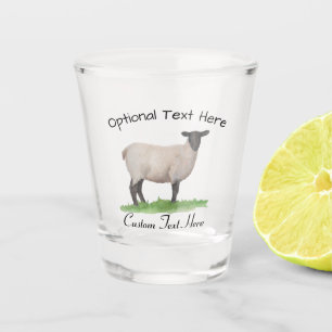 Verre A Shot Brebis de moutons du Suffolk d'aquarelle