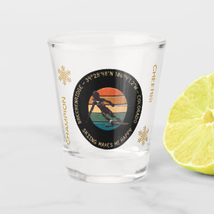 Verre A Shot Breckenridge, Colorado - Femme Skier, Gold Text