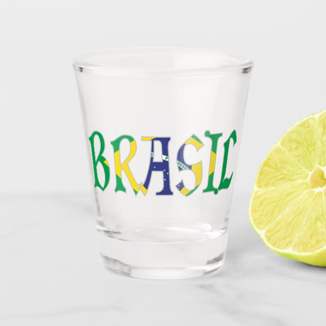 Verre A Shot Brésil en couleurs du drapeau (Devant)
