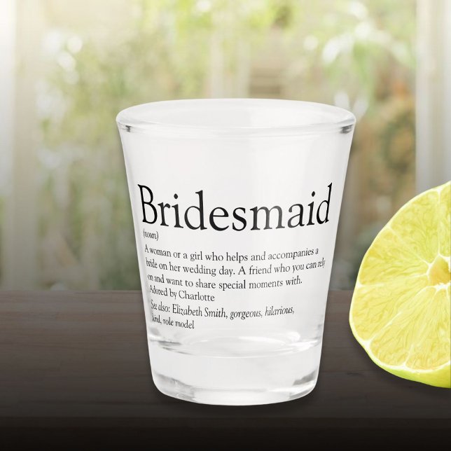 Verre A Shot Bridesmaid Définition personnalisée Favoriser (Bridesmaid Personalized Definition Favor Shot Glass)