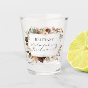 Verre A Shot Bridesmaid Floral Fall Autumn Folid Mariage