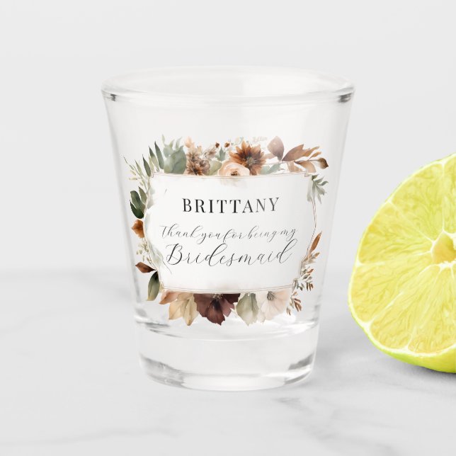 Verre A Shot Bridesmaid Floral Fall Autumn Folid Mariage (Devant)