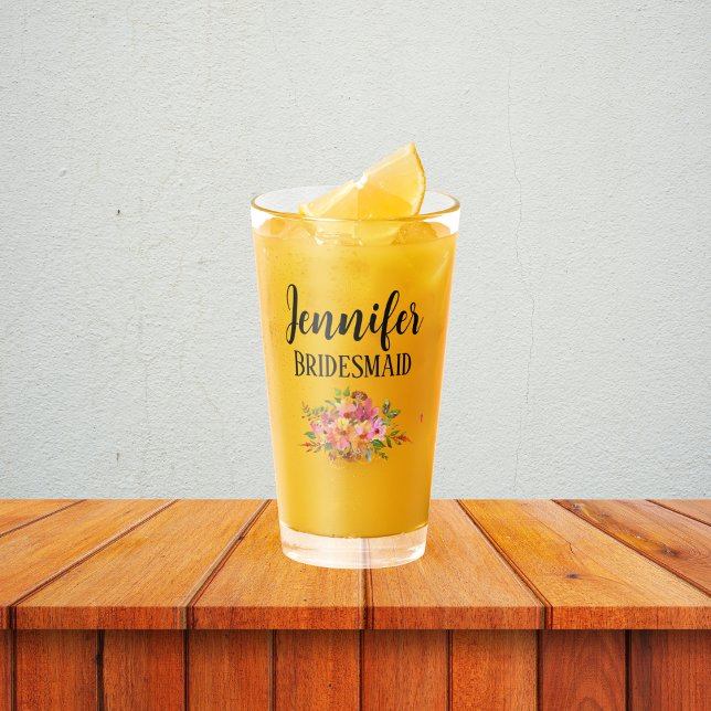 Verre A Shot Bridesmaid | Floral moderne personnalisé (Créateur téléchargé)