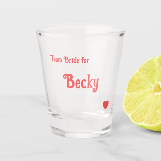 Verre A Shot Bright Red Heart Team Bride (Devant)