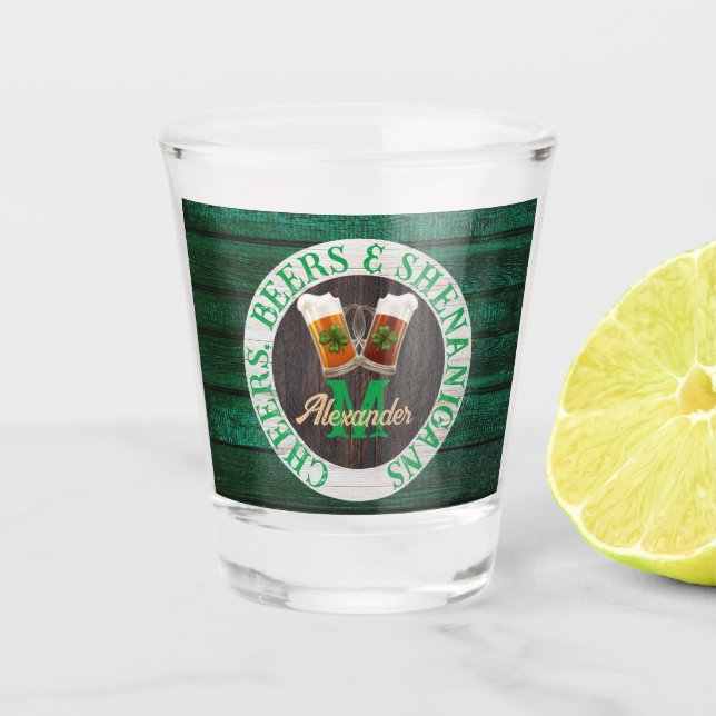 Verre A Shot Brown Bois Rustique Cheers Bières Shenanigans (Devant)