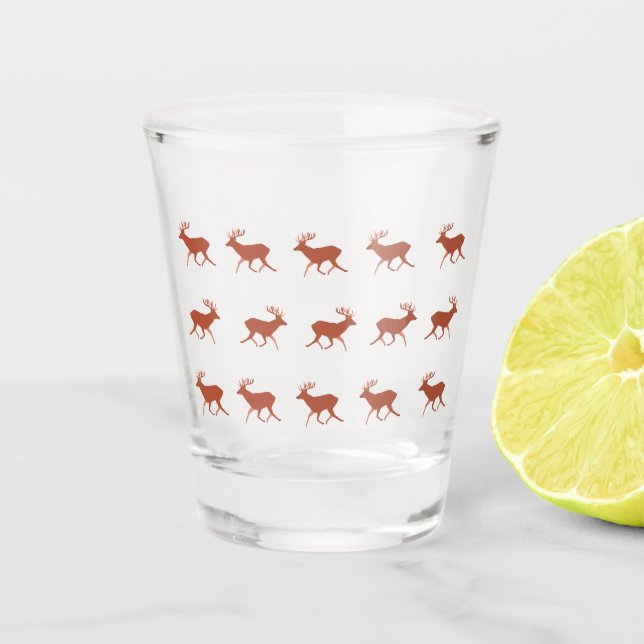 Verre A Shot Brown Deer Walking Festive Motif (Devant)