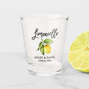 Verre A Shot Brush Script Aquarelle Citron Mariage Limoncello