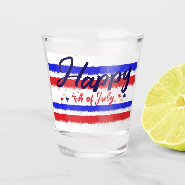 Verre A Shot Bruxelles Joyeux 4 juillet Drapeau américain Festi (Devant)