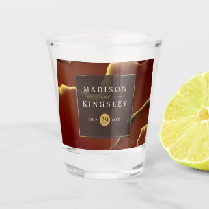 Verre A Shot 🤵 Burgundy Gold Elegant Inky Mariage Abstrait