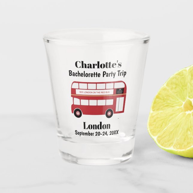 Verre A Shot Bus Rouge Londres Angleterre Faveur pour Enterreme (Devant)