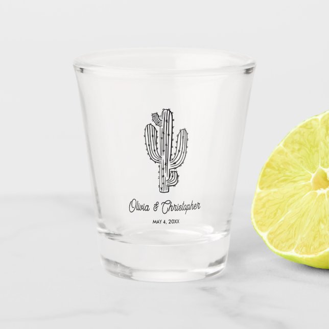 Verre A Shot Cactus dessiné à la main pour mariage occidental (Devant)