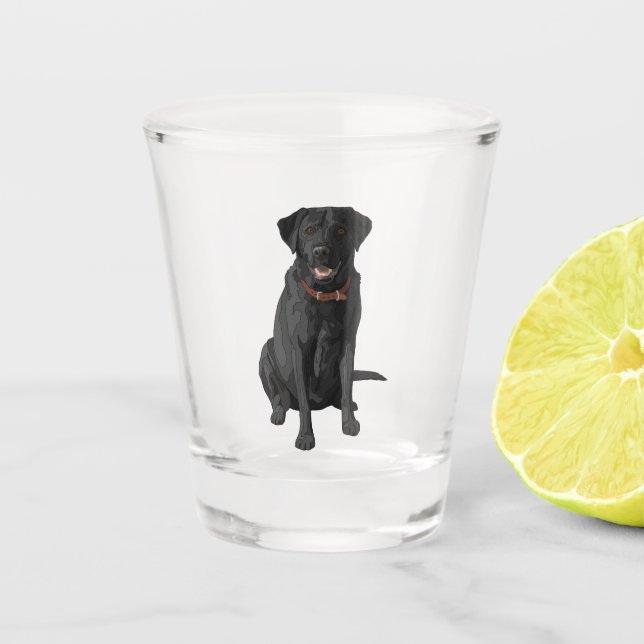 Verre A Shot Cadeau Amoureux des chiens de Black Labrador Retri (Devant)