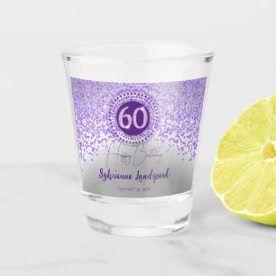 Verre A Shot Cadeau de 60e anniversaire pailleté chic argent et
