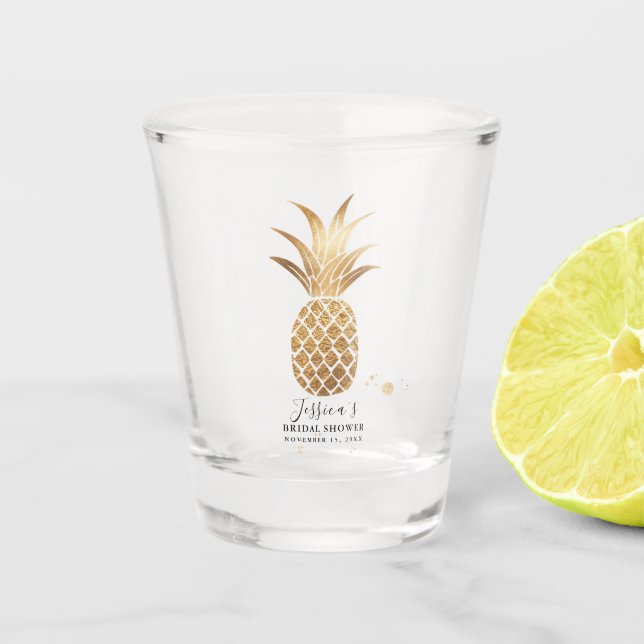 Verre A Shot Cadeau de fête de mariage Ananas en Or Faux (Devant)