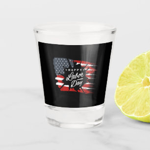 Verre A Shot Cadeau de la fête du Travail Drapeau Américain