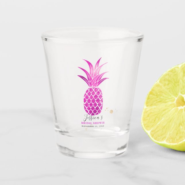 Verre A Shot Cadeau de mariage à l'ananas rose chaud (Devant)