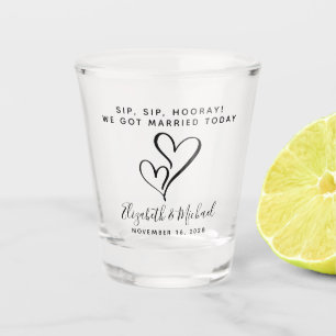 Verre A Shot Cadeau de mariage Sip Sip Hourra Cœurs